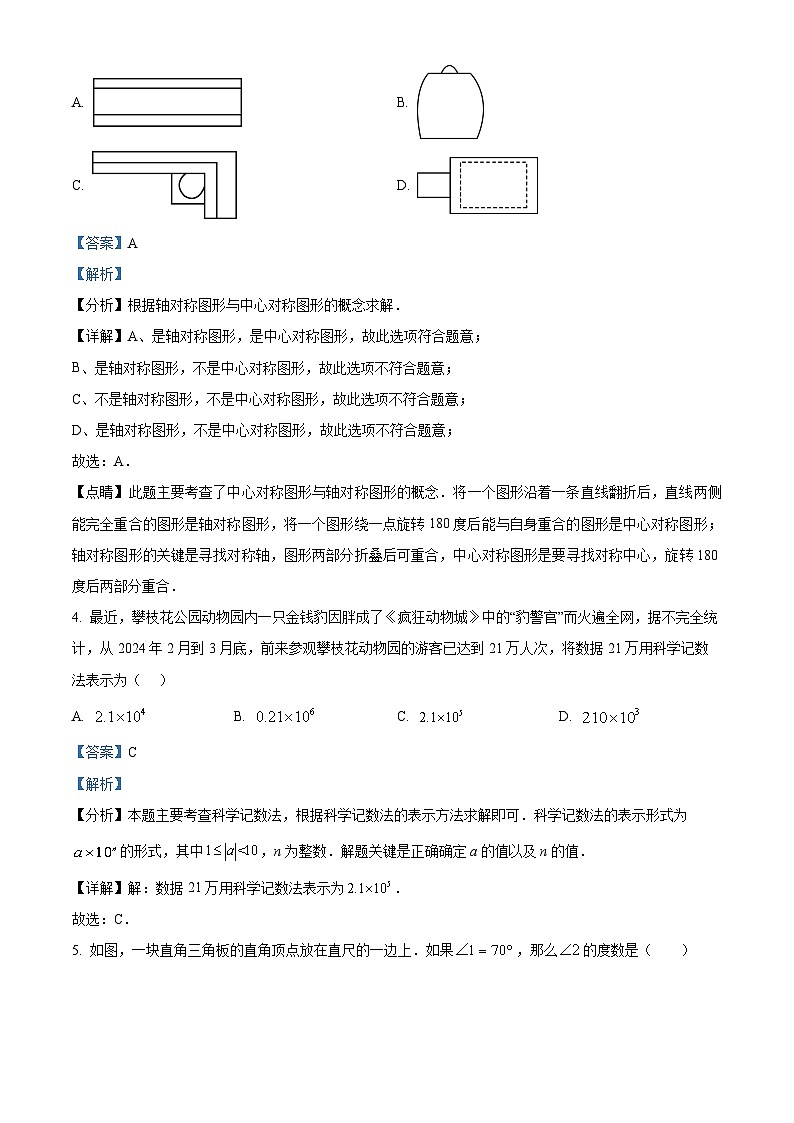 2024年四川省攀枝花市市直属学校中考二模数学试题（解析版）第2页