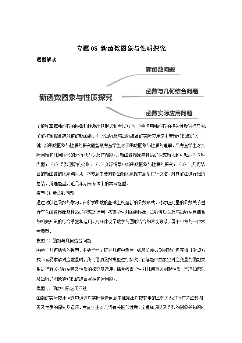 2024年中考数学考前冲刺复习专题08新函数图象与性质探究(含答案)第1页