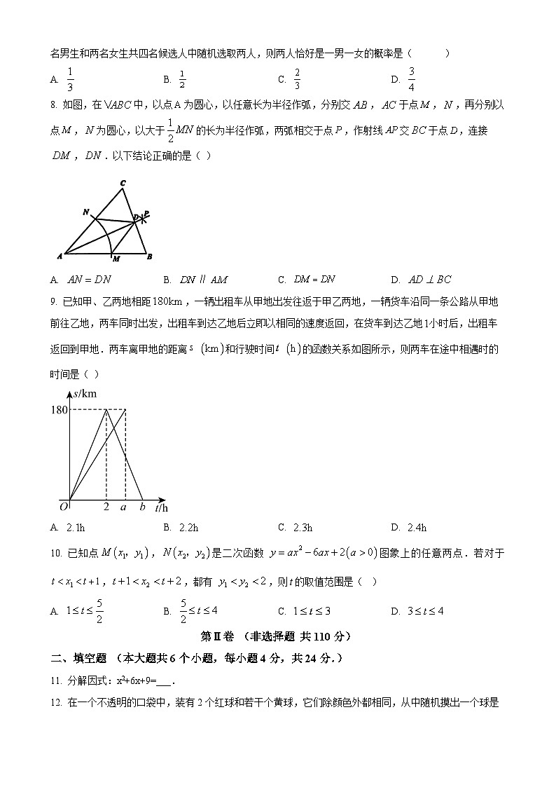 2024年山东省济南市历下区中考二模数学试题（原卷版+解析版）02