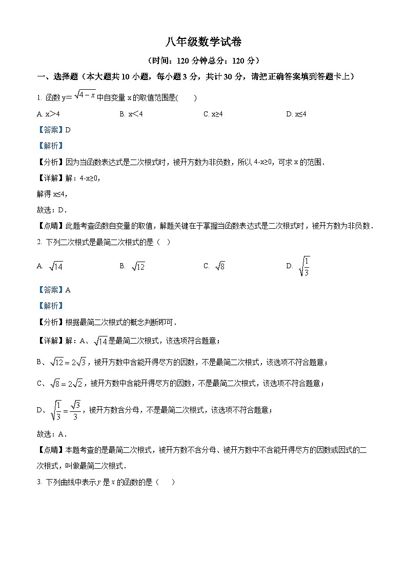 甘肃省金昌市金川区龙门学校2023-2024学年八年级下学期期中数学试题（原卷版+解析版）01