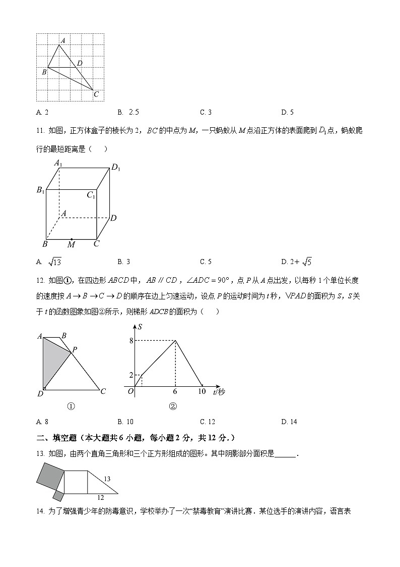 广西柳州市第十二中学2023-2024学年八年级下学期期中质量抽测数学试题（原卷版）第3页