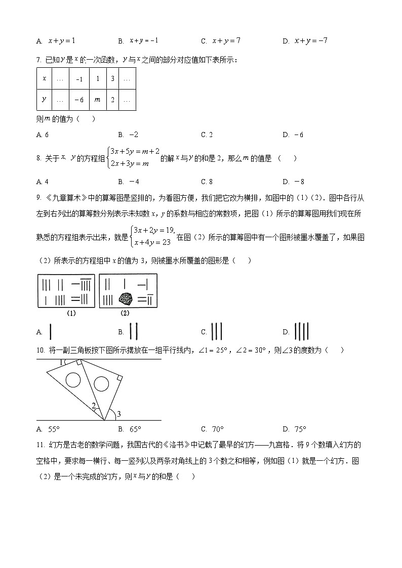 山东省淄博市淄川区2023-2024学年七年级下学期期中数学试题（原卷版+解析版）02