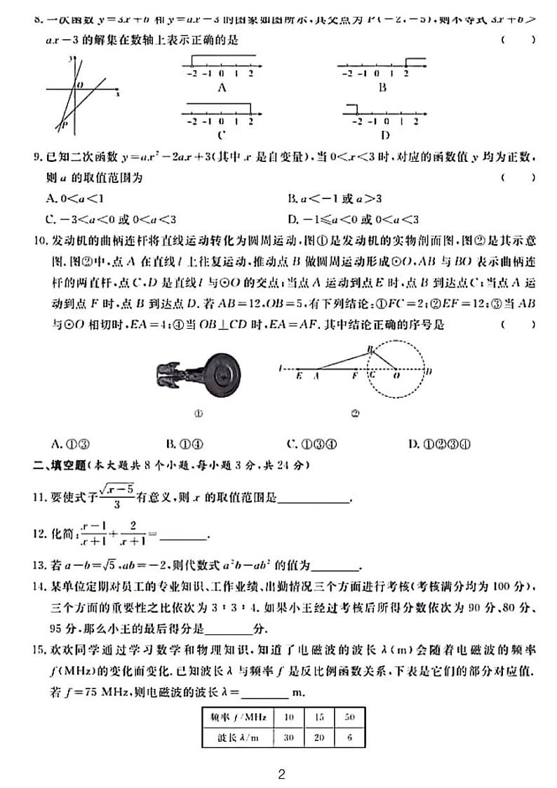 2024年湖南省中考数学押题测试卷含答案02