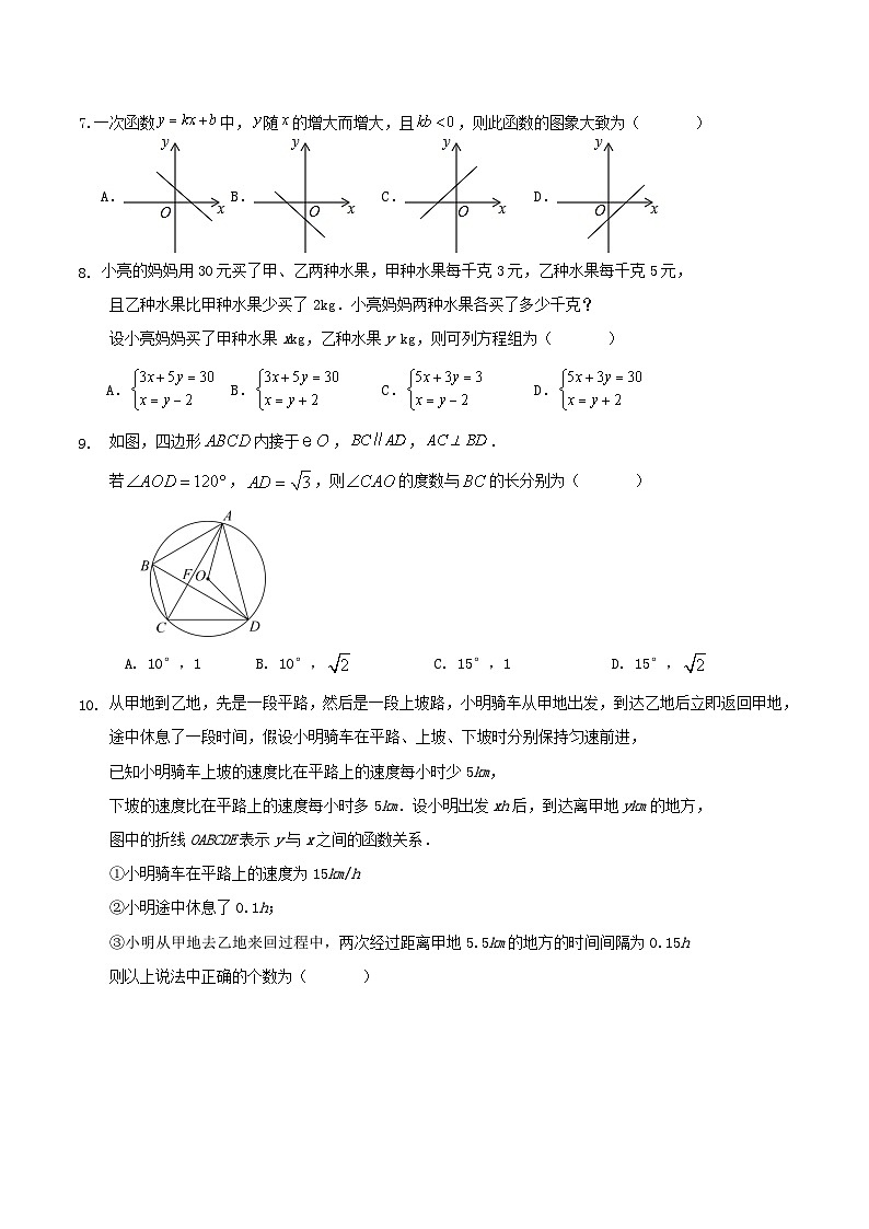 2024 浙江省 温州市 中考 数学 模拟 练习 试卷第2页