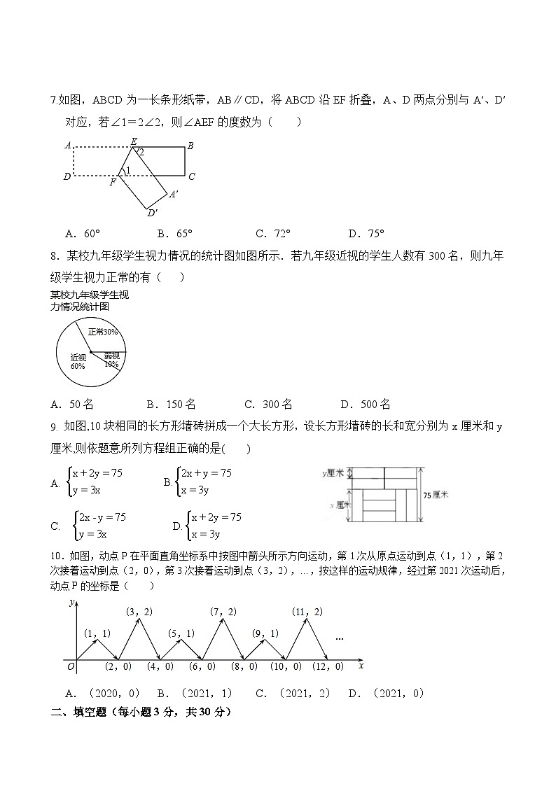 期末全真模拟卷（二）-2020-2021学年七年级数学下学期期末考试全真模拟卷（原卷版）（人教版）02