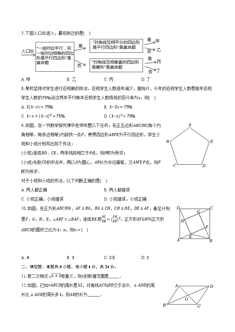 2023-2024学年浙江省杭州市下城区观成实验学校八年级（下）期中数学试卷（含解析）第2页