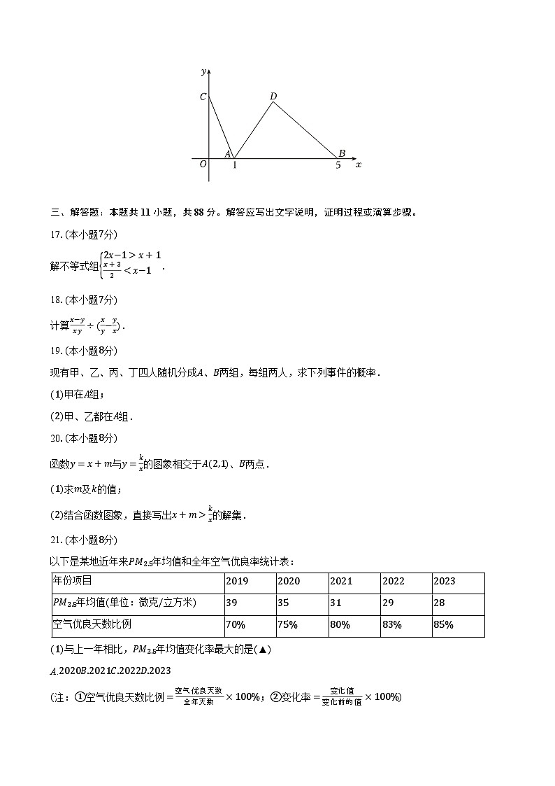 2024年江苏省南京市鼓楼区中考数学一模试卷（含解析）第3页