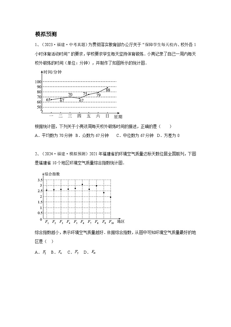2024福建省中考数学复习统计概率专题复习（原卷版+解析版）02
