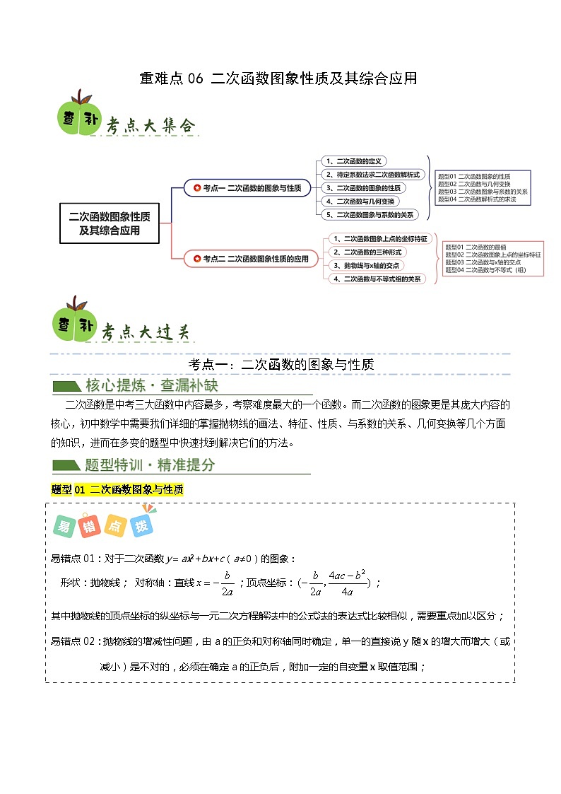 重难点06 二次函数图象性质及其综合应用（解析版）第1页