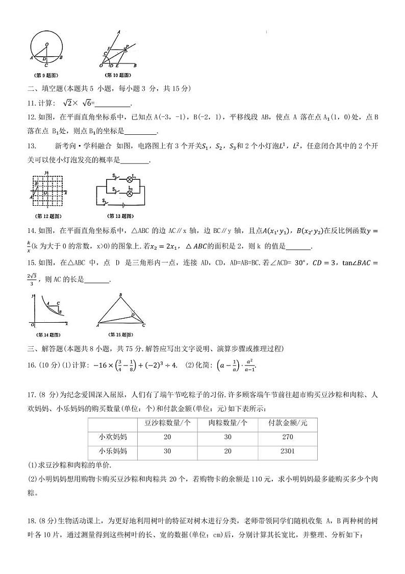 2024年辽宁省中考数学适应性测试（五）+答案第2页