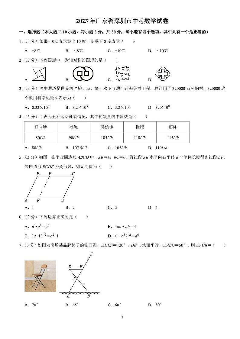 2023 年广东省深圳市中考数学试卷01