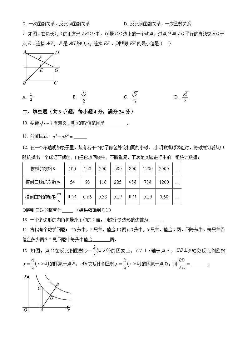 2024年新疆维吾尔自治区乌鲁木齐市九年级中考一模数学试题（原卷版+解析版）03