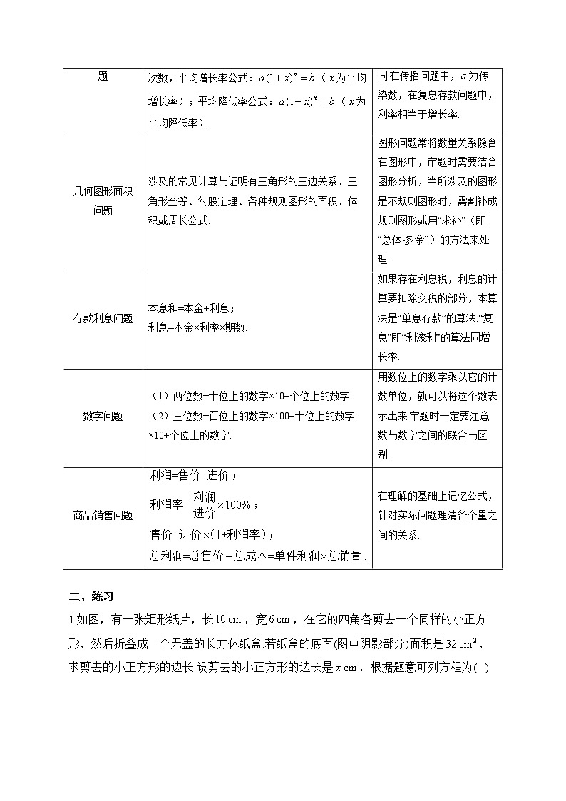 21.3 实际问题与一元二次方程 2022-2023学年人教版八年级数学暑假新知速递(含答案)02