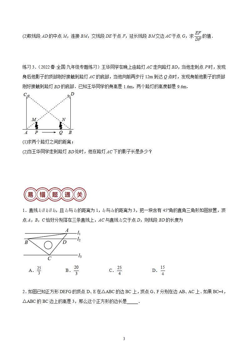 易错模型02 相似模型（十大易错分析变式训练易错题通关）（原卷版）第3页