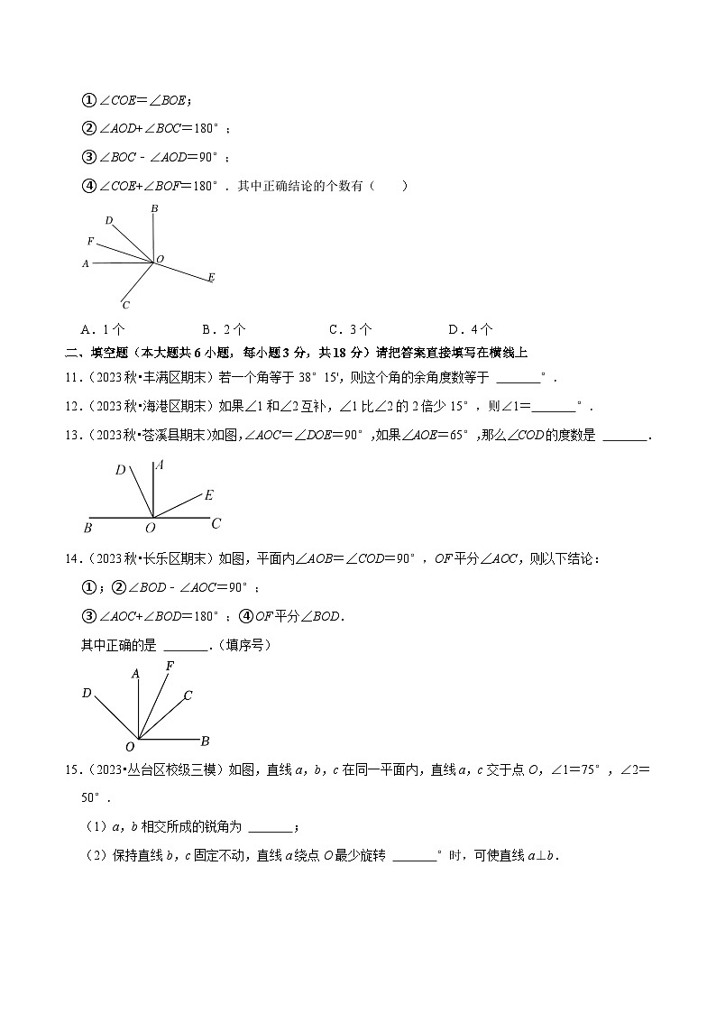 北师大版七年级数学下册专题2.1两条直线的位置关系专项提升训练(重难点培优)(原卷版+解析)第3页