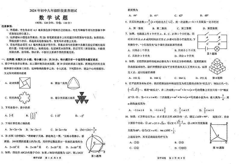 2024年山东省日照市莒县中考二模数学试题第1页