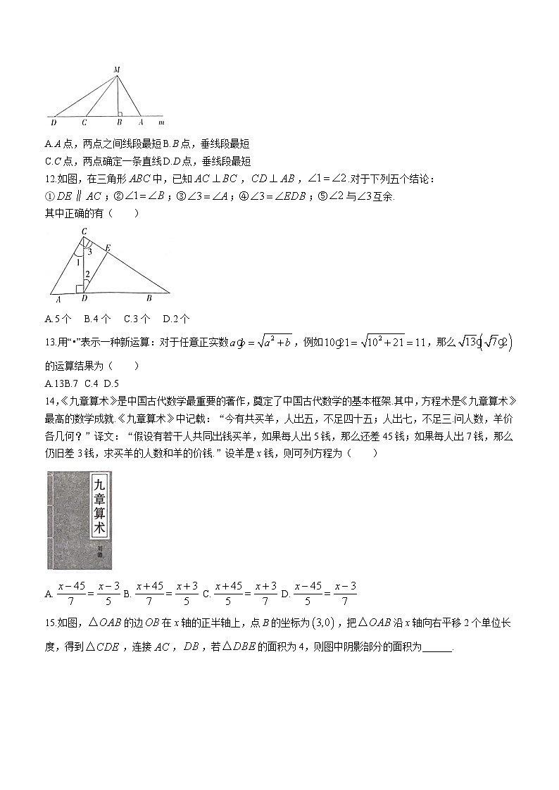 云南省昭通市永善县2023-2024学年七年级下学期期中数学试题（含答案）03