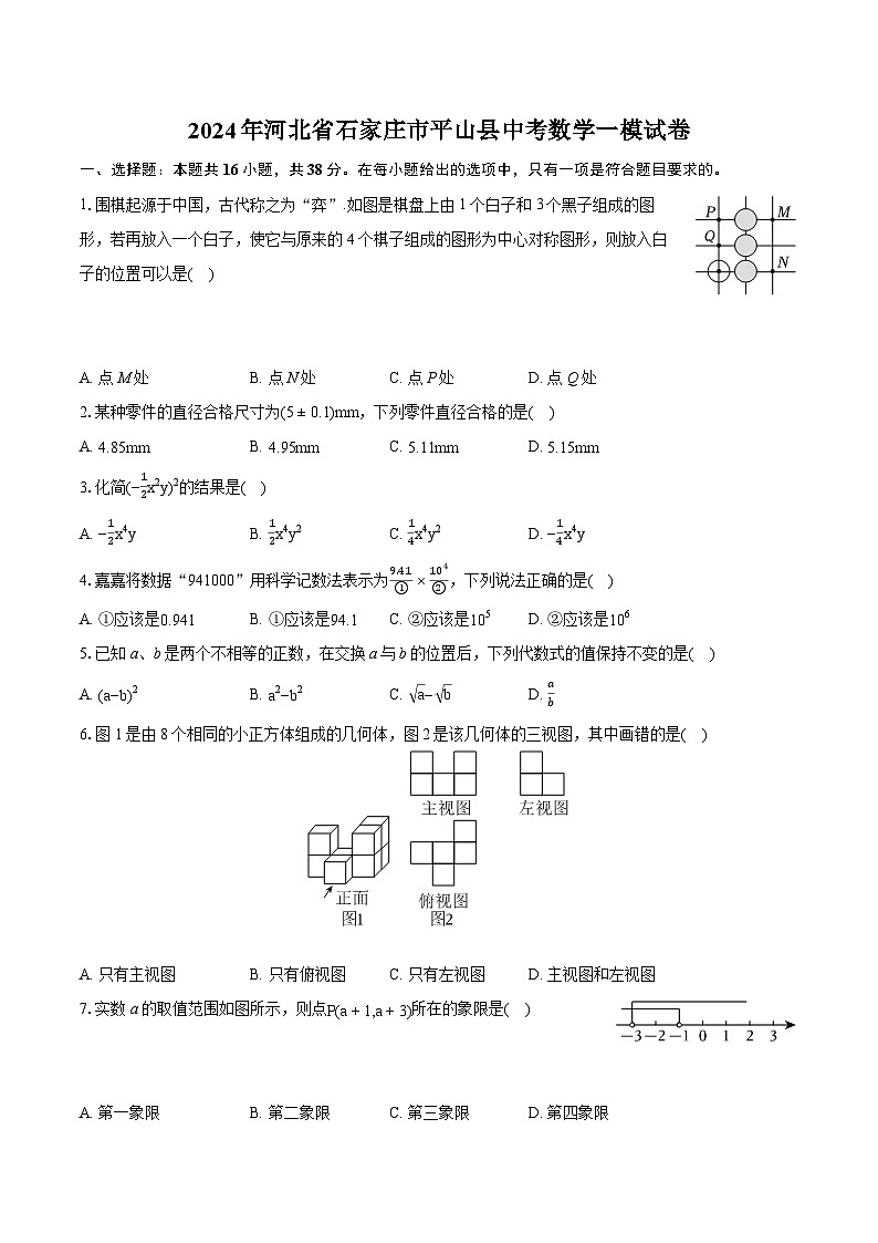 2024年河北省石家庄市平山县中考数学一模试卷（含详细答案解析）第1页