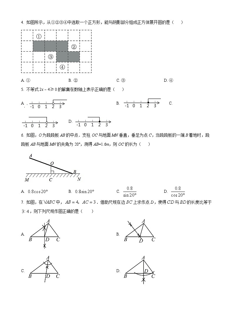 2024年吉林省长春市长春高新技术产业开发区中考一模数学试题（原卷版）第2页