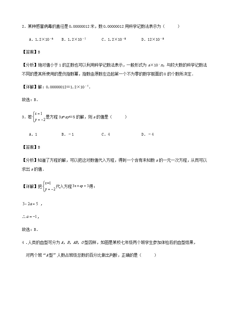 2023-2024学年度第二学期浙江省杭州市七年级数学期末模拟试卷解析第2页