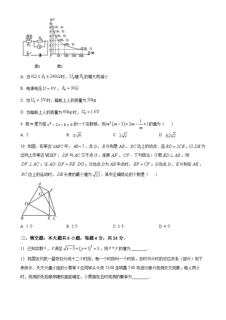 2024年四川省南充市高坪区中考二模考试数学试题（原卷版）第3页