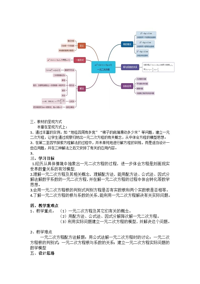 【大单元教学】鲁教版数学八年级下册 《 一元二次方程》教案第2页