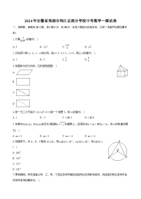 2024年安徽省芜湖市鸠江区部分学校中考数学一模试卷（含详细答案解析）