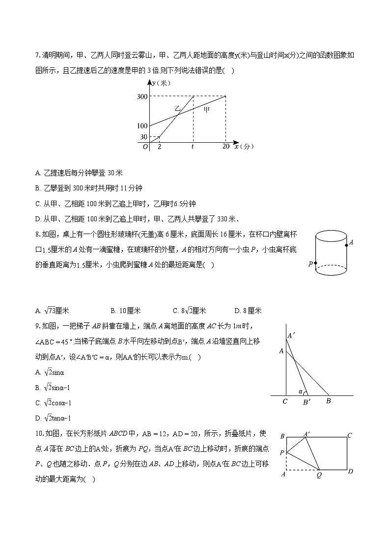 2024年浙江省绍兴市新昌县部分学校中考数学一模试卷（含详细答案解析）02
