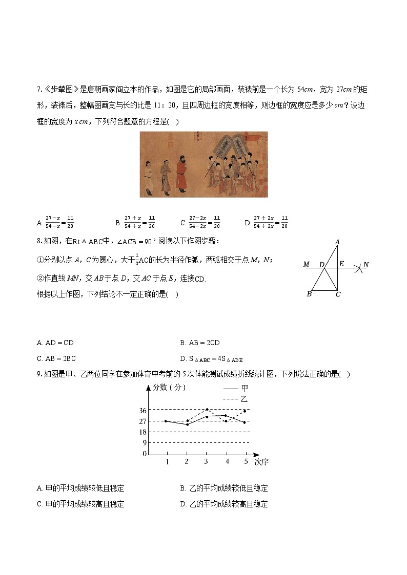 2024年福建省漳州市中考数学一模试卷（含详细答案解析）第2页