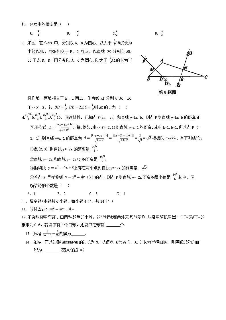 2024年山东省济南市历城区中考一模数学试题第2页