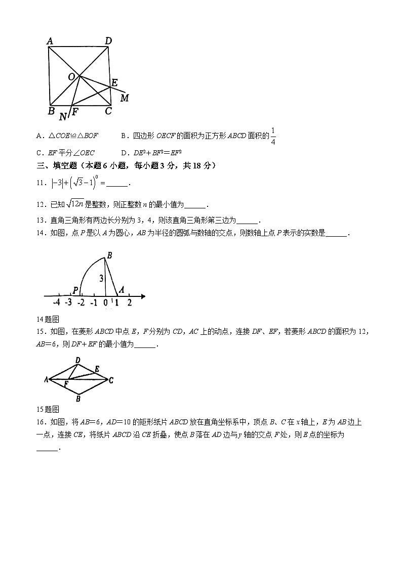 广东省广州市天河区汇景实验学校2023-2024学年八年级下学期期中数学试题(无答案)03