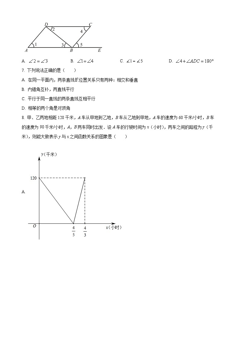 四川省成都市棕北教育集团2023-2024学年七年级下学期期中考试数学试题（原卷版）第2页