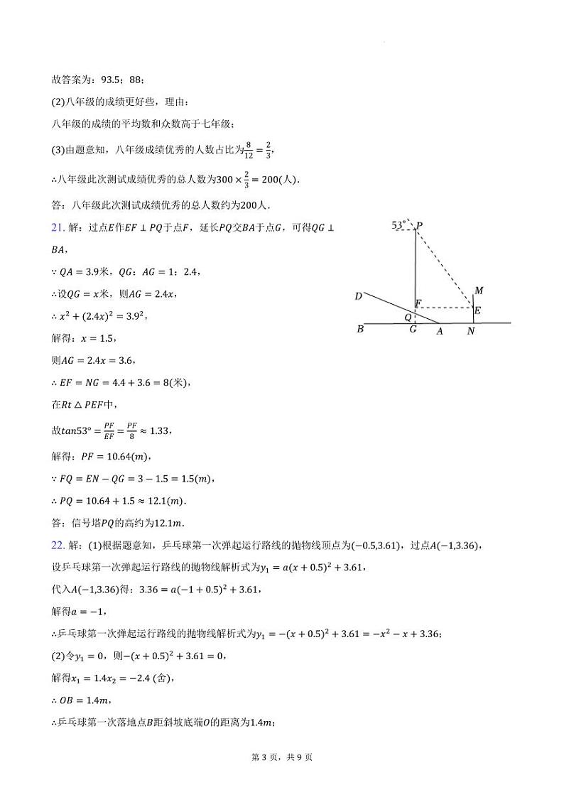 2024年浙江省杭州市中考数学模拟押题预测试卷03