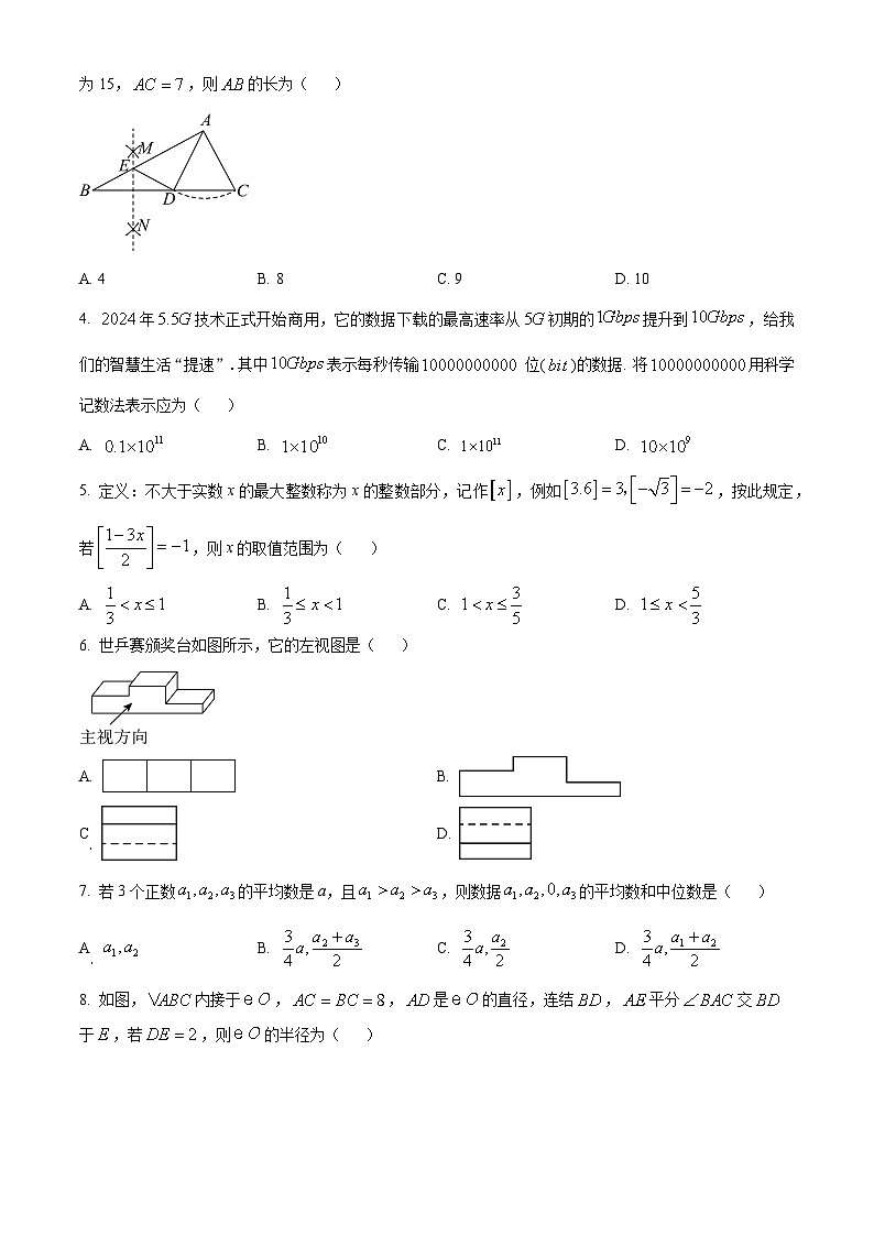 2024年山东省枣庄市部分中学中考数学一模试题（原卷版+解析版）02
