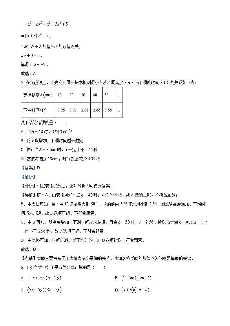 山东省济南市章丘区2023-2024学年七年级下学期期中数学试题（原卷版+解析版）03