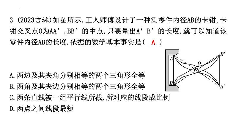 九年级中考数学一轮复习 考点讲练课件 ：微专题3 全等三角形的常考模型第8页