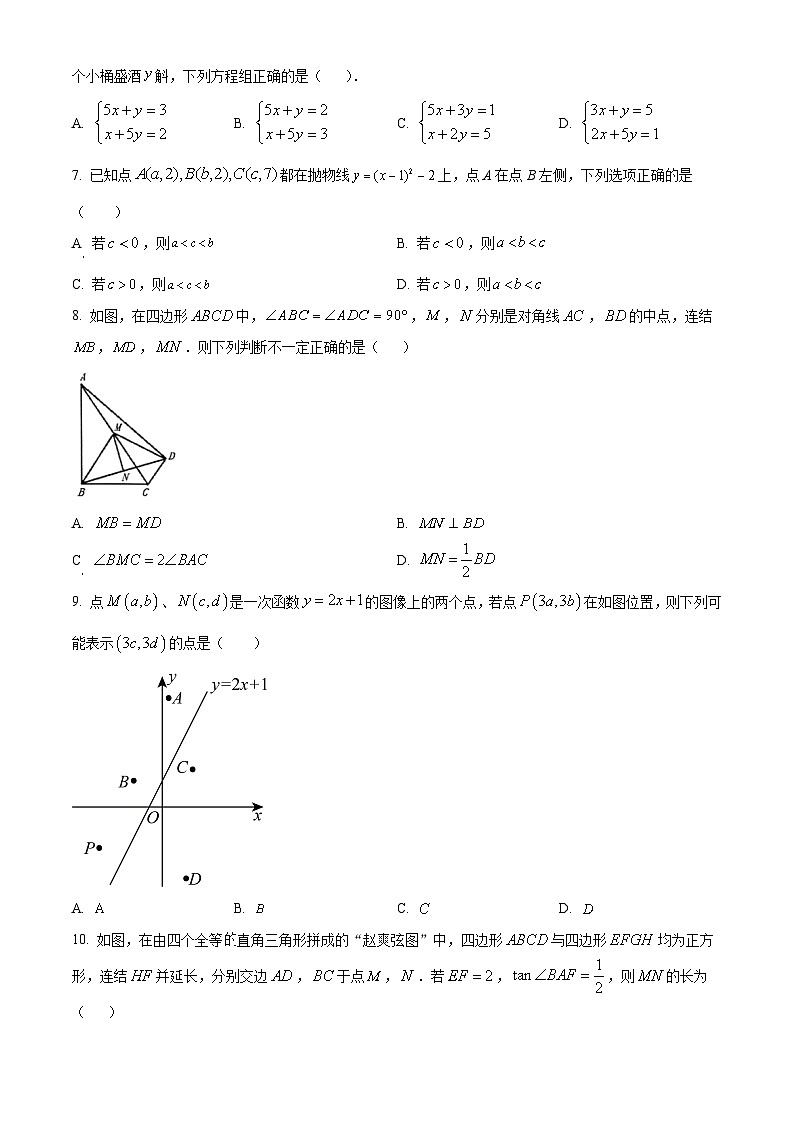 2024年浙江省绍兴市上虞区中考二模数学试题（原卷版+解析版）02