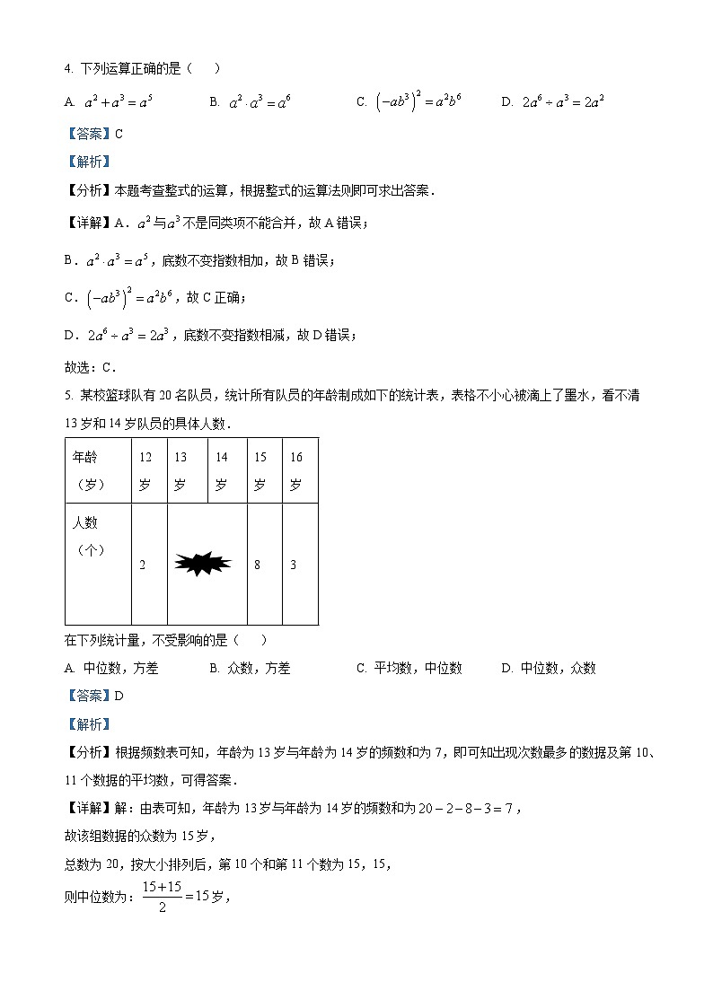 2024年山东省济宁市曲阜市中考二模数学试题（原卷版+解析版）03