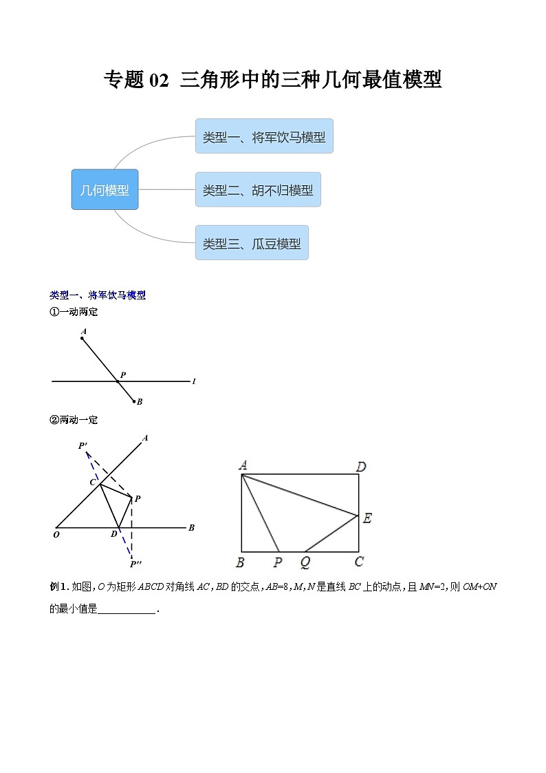 北师大版八年级数学下册专题02三角形中的三种几何最值模型(原卷版+解析)第1页