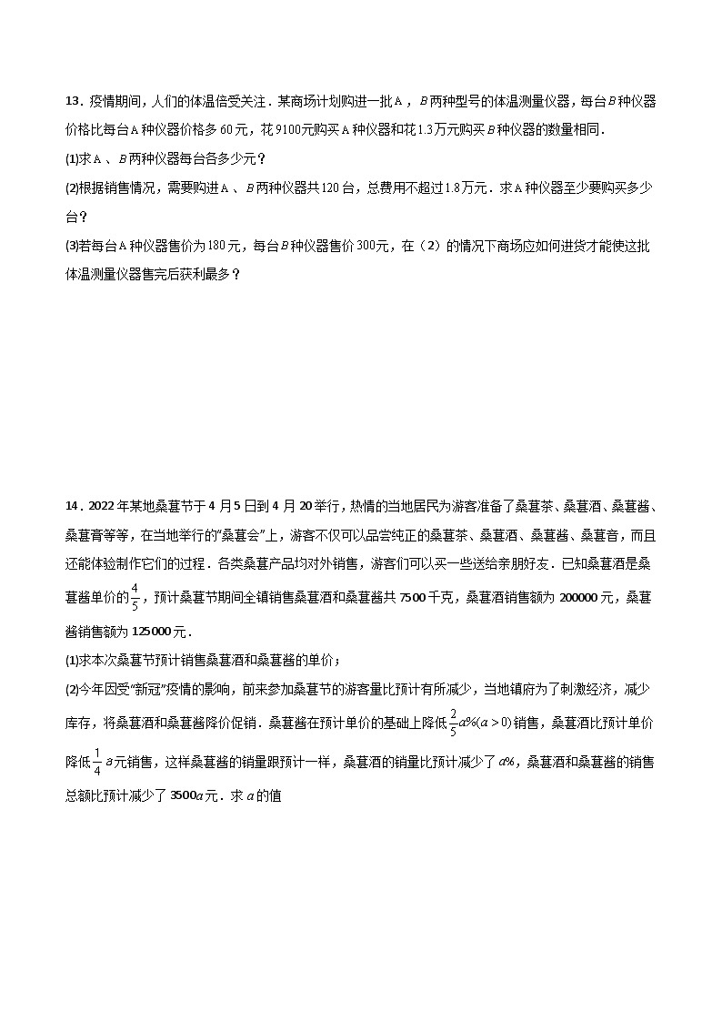 北师大版八年级数学下册第五章分式与分式方程B卷压轴题考点训练(原卷版+解析)02