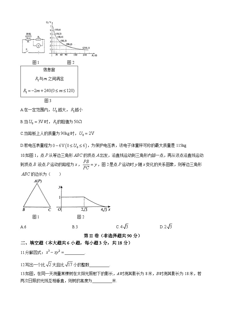 2024年山东省临沂市蒙阴县中考二模数学试题(无答案)第3页