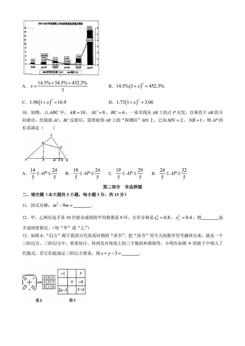 2024年广东省深圳福田区中考一模数学试题（含答案）第3页