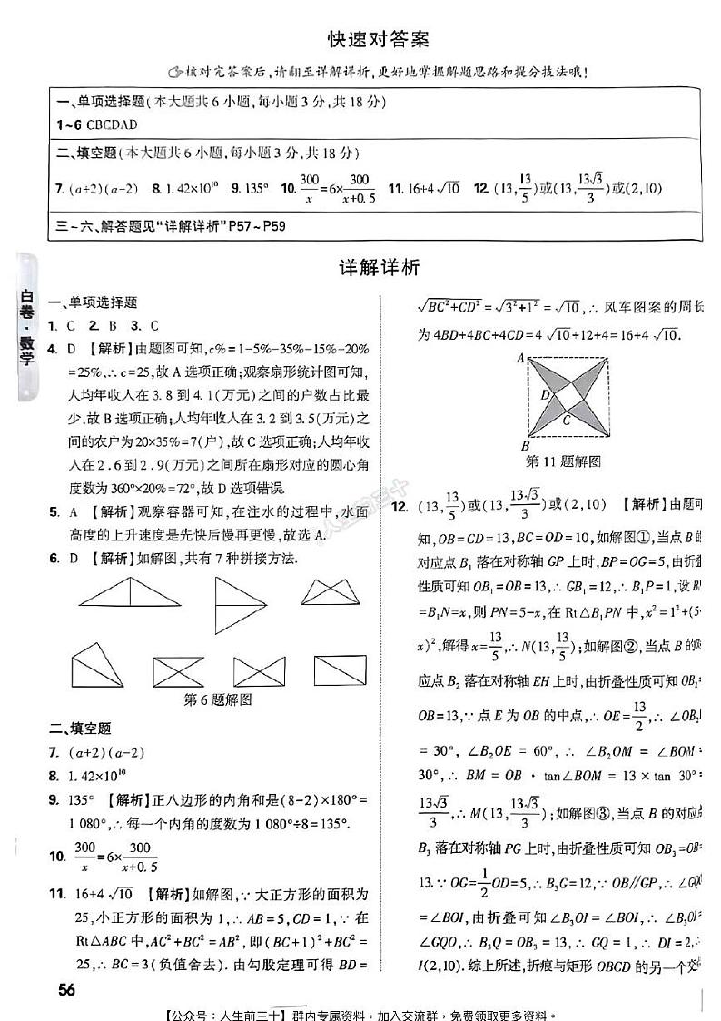 2024年江西《黑白卷》数学白卷答案第1页