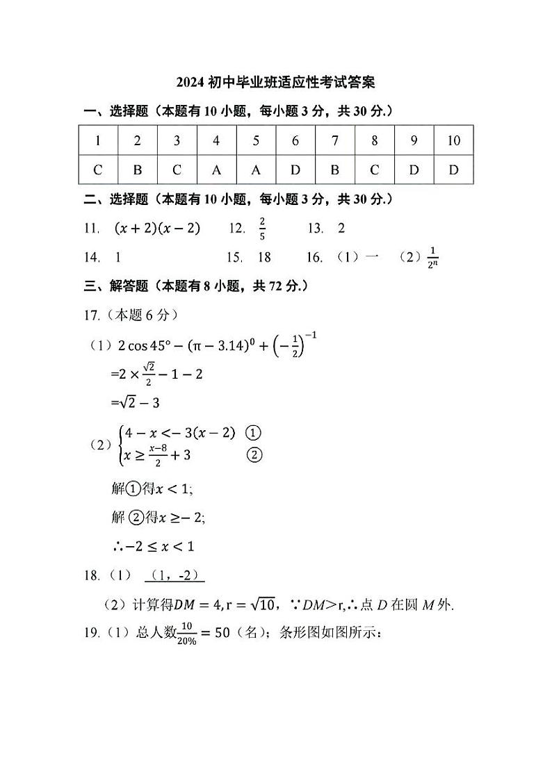 2024.5绍兴诸暨二模数学试卷答案第1页