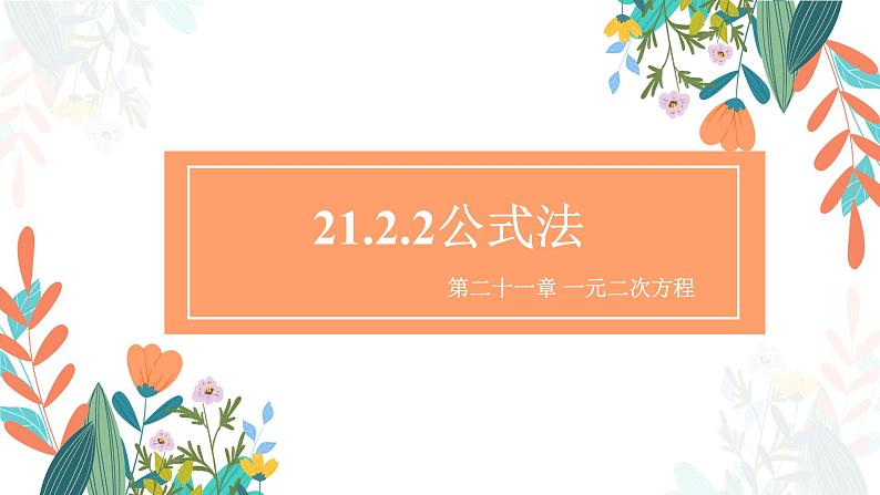 21.2.2公式法 初中数学人教版九年级上册教学课件01