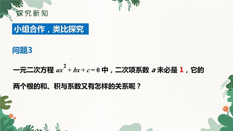 21.2.4 一元二次方程的根与系数的关系 人教版数学九年级上册课件207