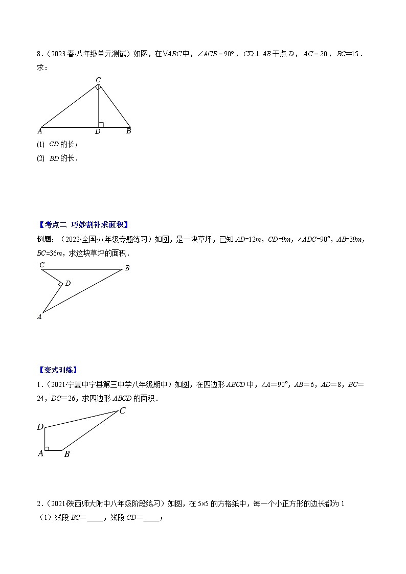 人教版八年级数学下册专题07解题技巧专题：勾股定理与面积、网格、折叠问题(原卷版+解析)03
