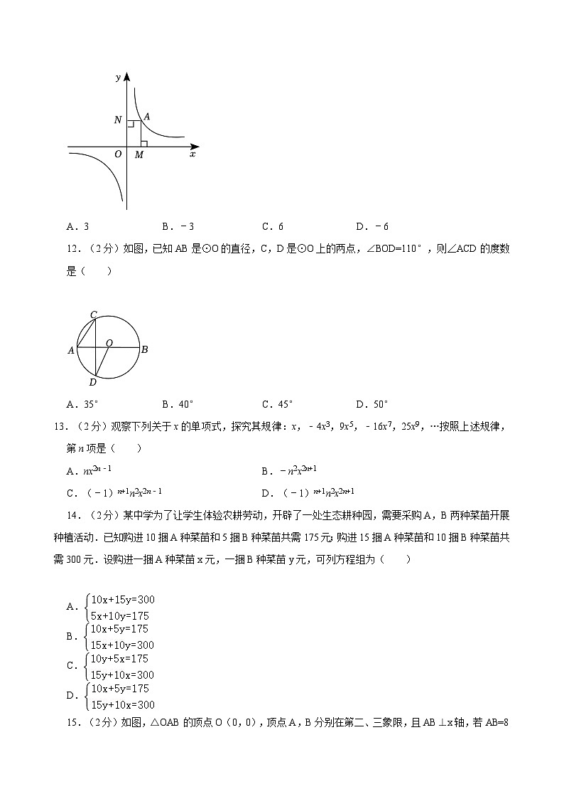 2024年云南省昆明市寻甸县中考数学二模试卷03