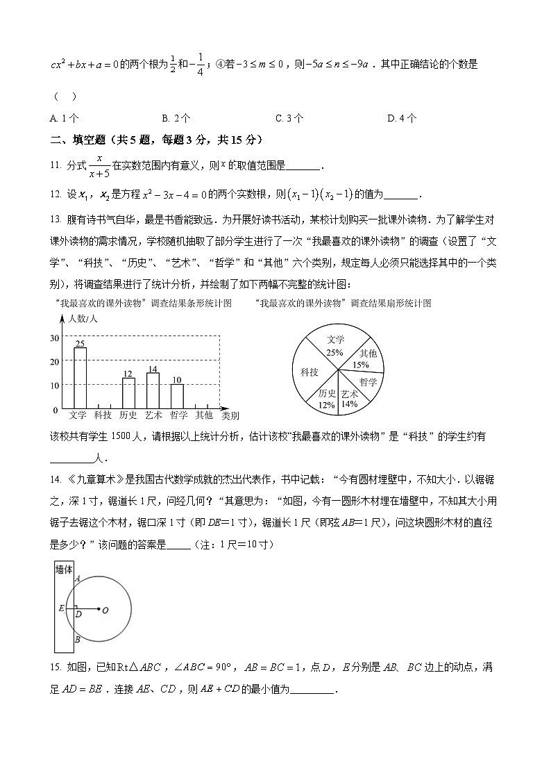 2024年湖北省荆楚联盟中考三模数学试题（原卷版）第3页