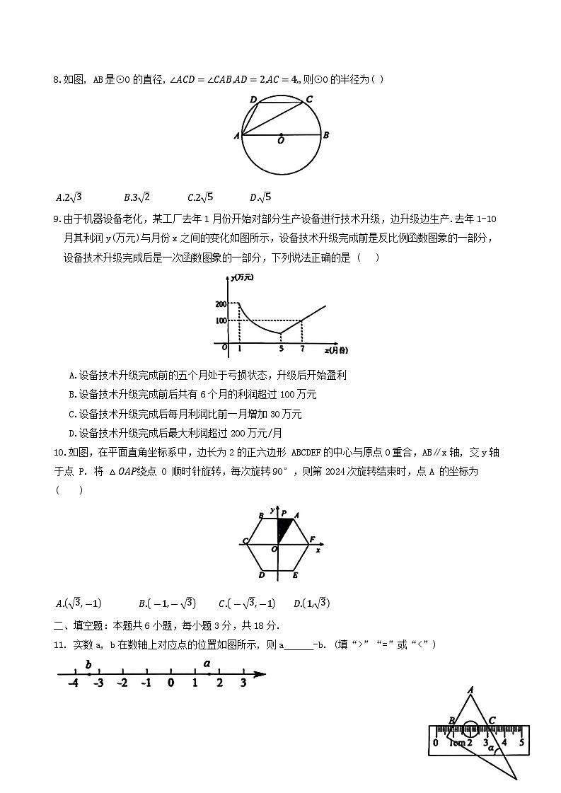 2024年山东省临沂市莒南县中考二模数学试题第2页